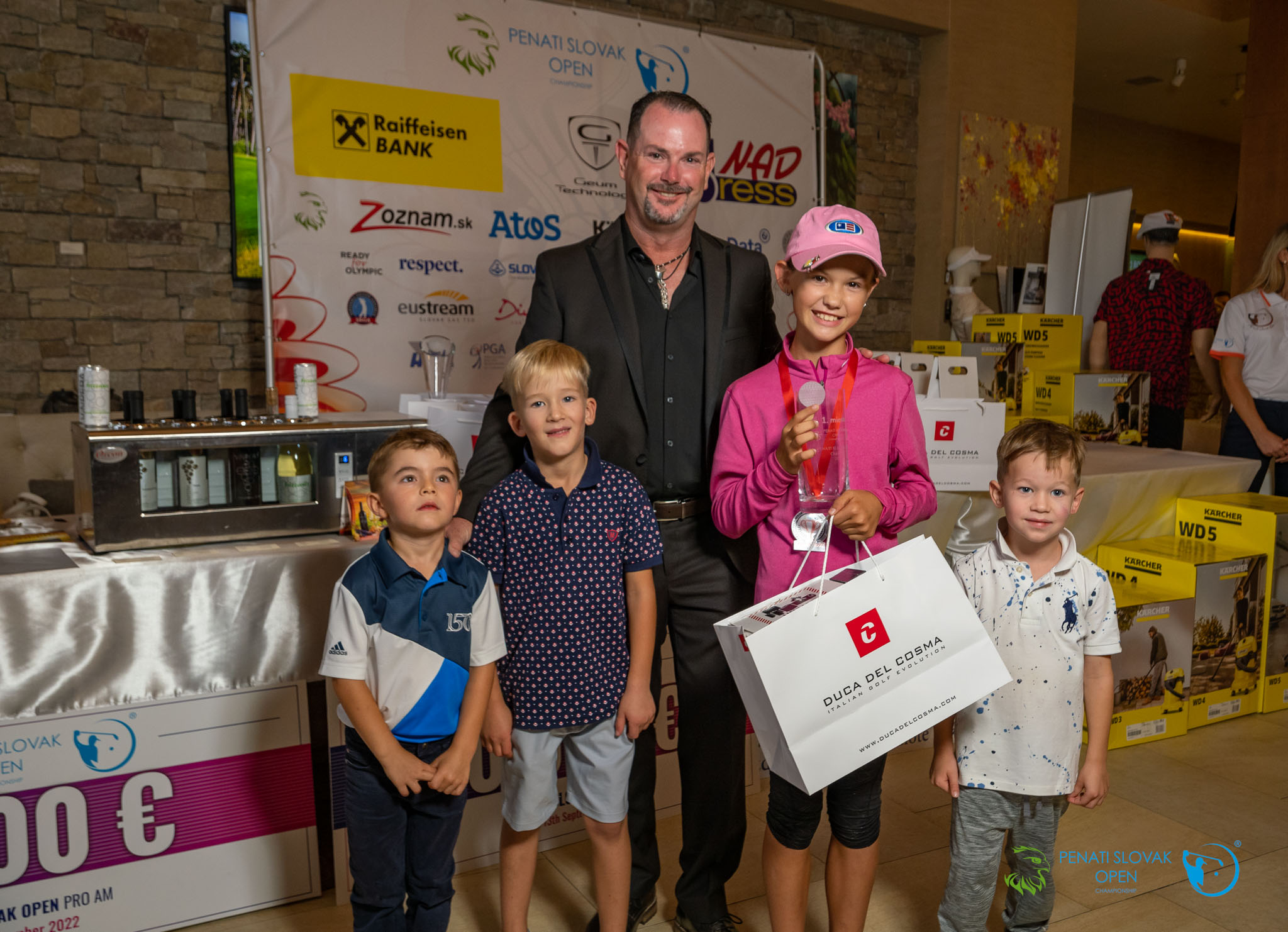 Rory Sabbatini with the first Chip & Putt Slovak Open prize winners in 2022